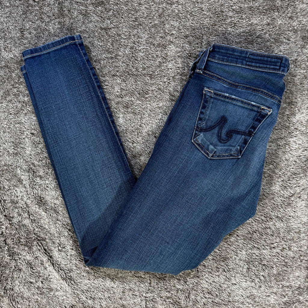 Ag Adriano Goldschmied Jeans Women’s The Legging Ankle 25r Distressed Blue Wash